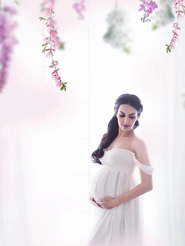Maternity Lace Chiffon Front Split Dress