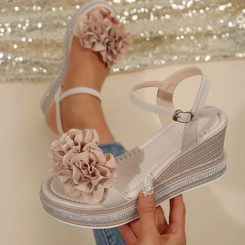 Flower Wedge Sandals