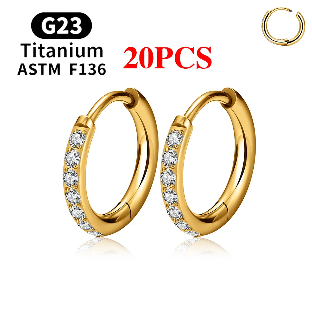 G23 Titanium Stud Earrings (with Cubic Zirconia Inlay)
