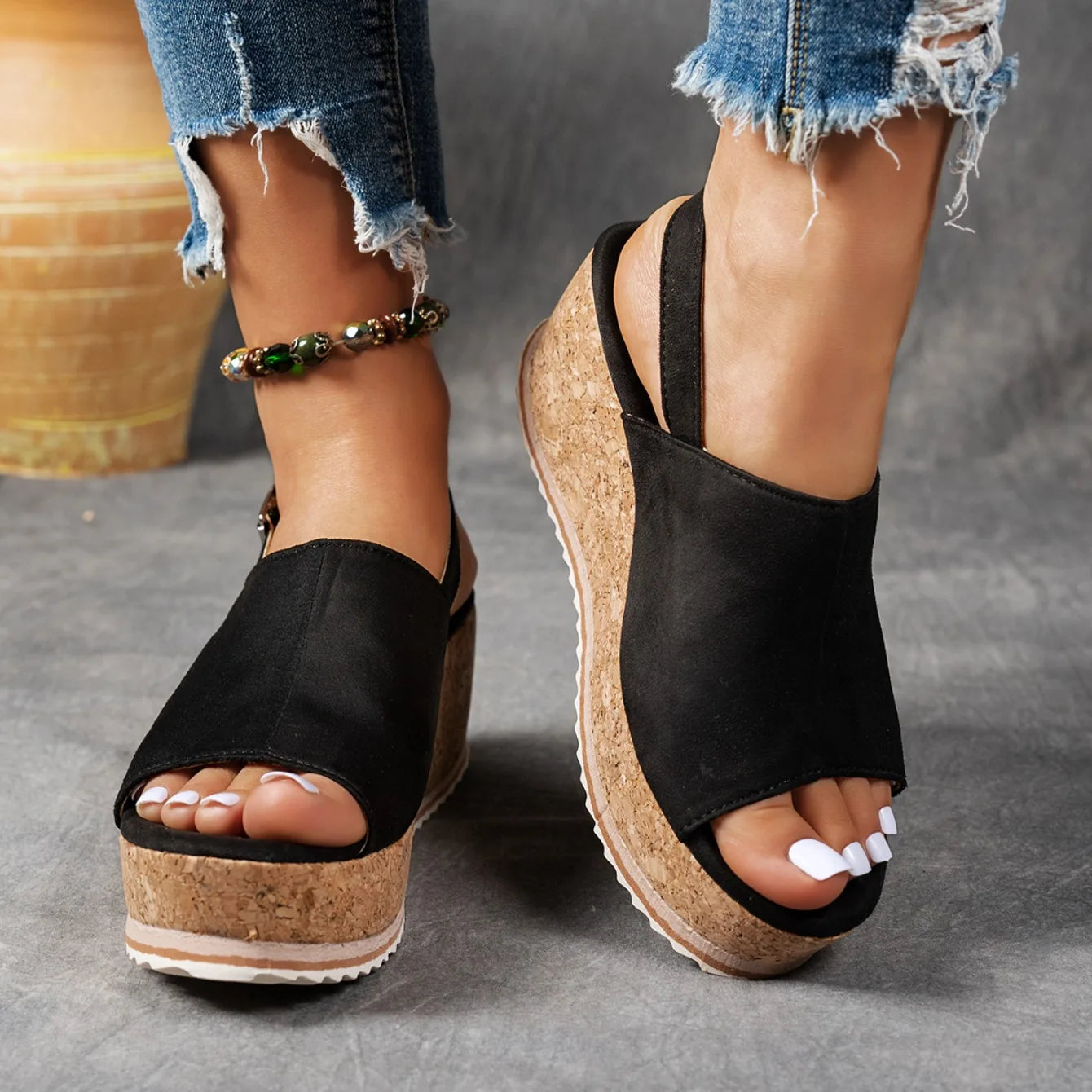 Wedge Peep-Toe Sandals