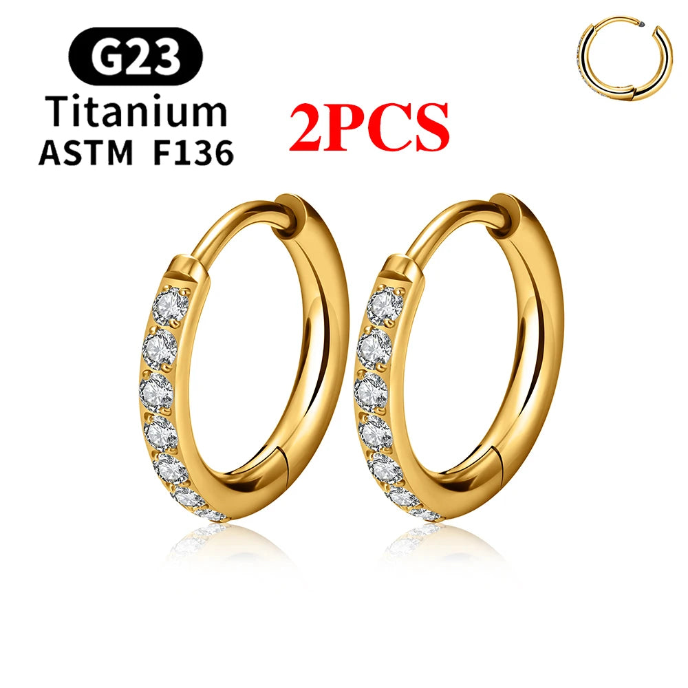 G23 Titanium Stud Earrings (with Cubic Zirconia Inlay)