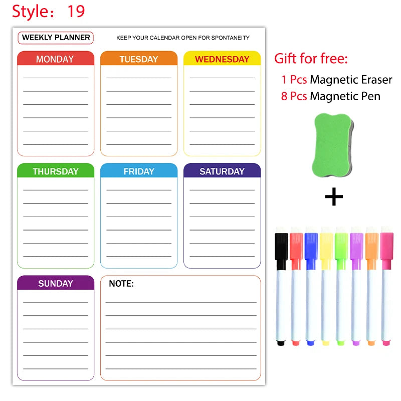 Magnetic Monthly Planner- With 8 Pens and 1 eraser