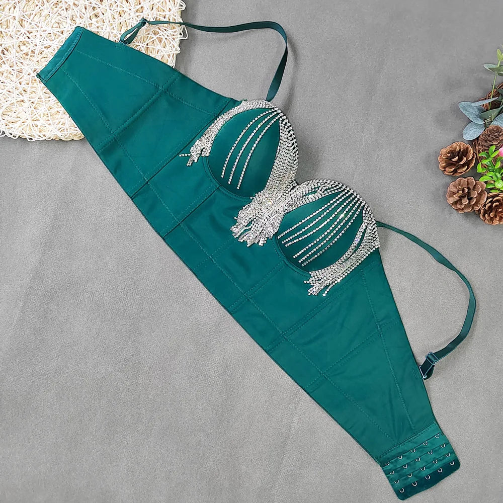 Rhinestone Tassel Bustier