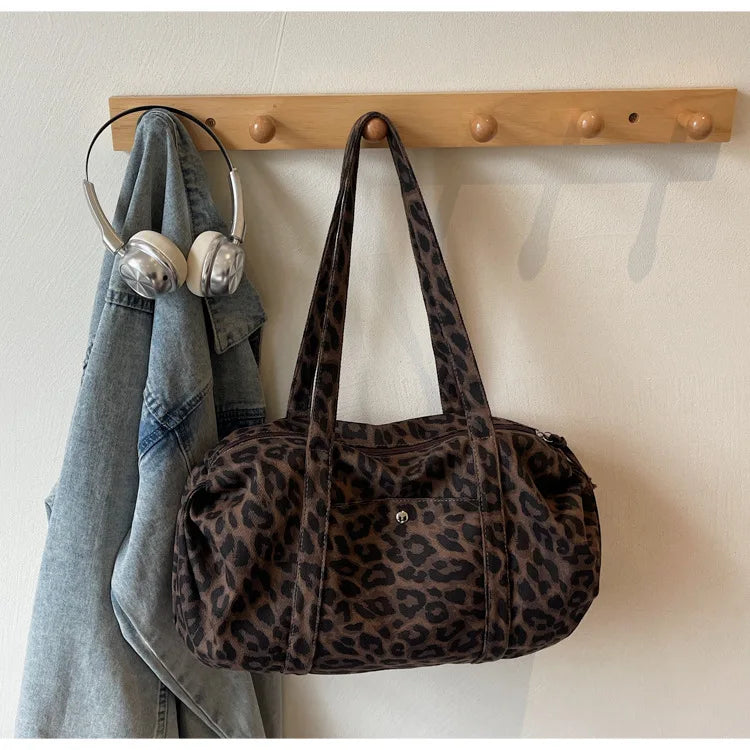 Leopard Canvas Shoulder Bag