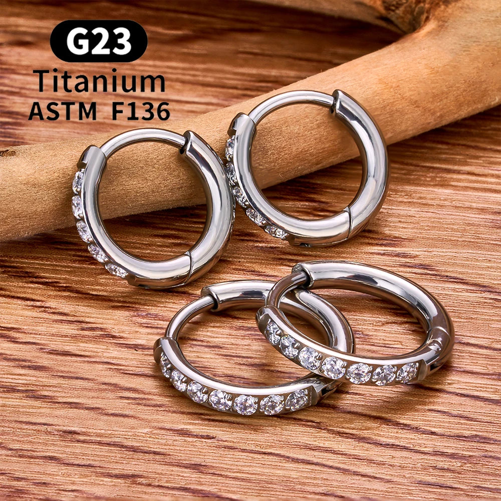 G23 Titanium Stud Earrings (with Cubic Zirconia Inlay)