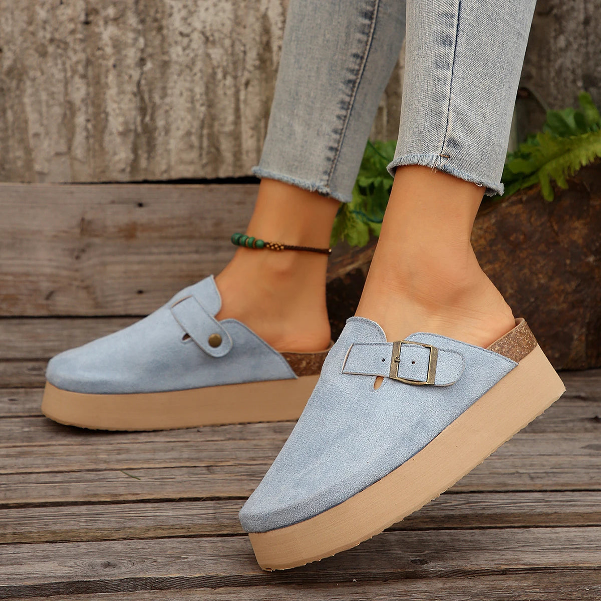 Platform Clogs with Buckle