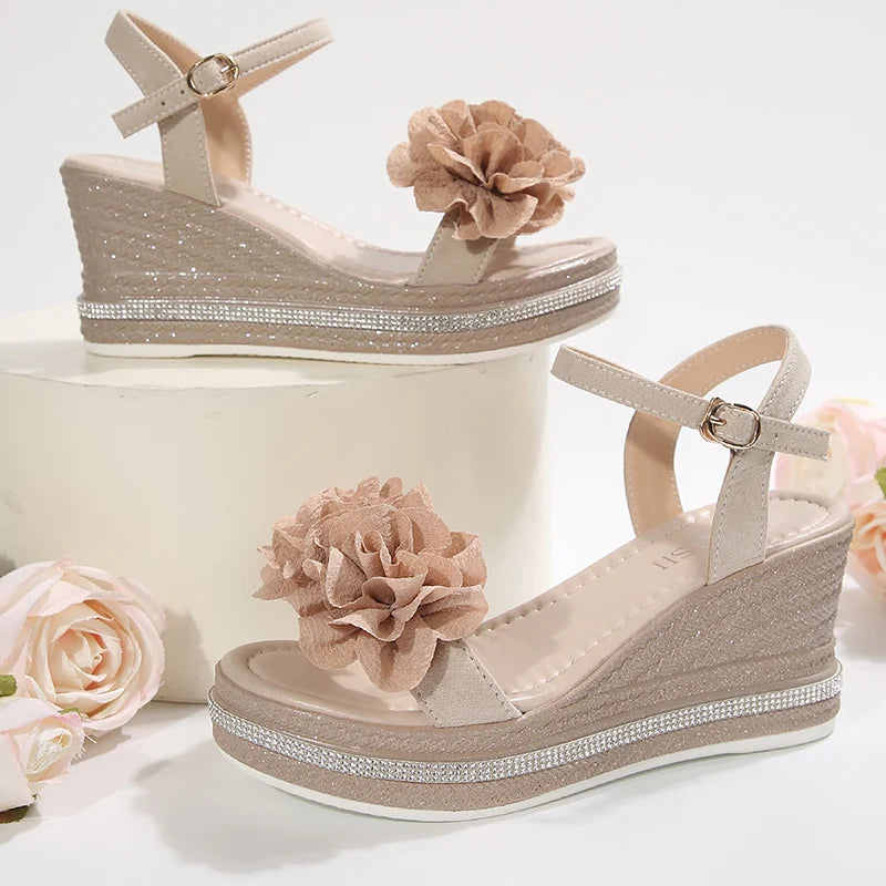Flower Wedge Sandals