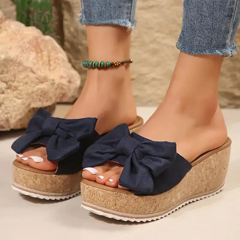 Platform Sandals with Bow