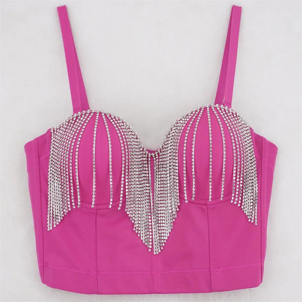 Rhinestone Tassel Bustier
