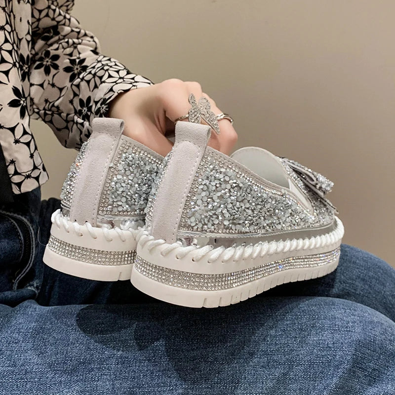 Sparkly Loafers with Glitter Bow