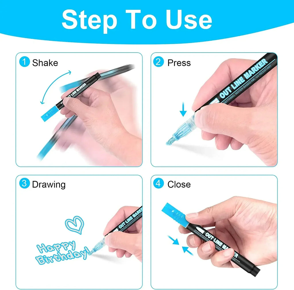 36 Color Double Line Outline Art Pen Marker Pen DIY Graffiti Outline Marker Pen Highlighter Scrapbook Diary Poster Card