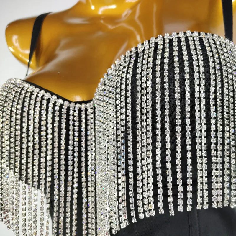 Rhinestone Tassel Bustier