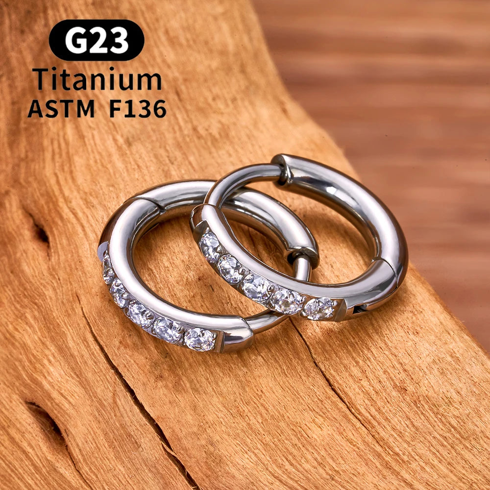 G23 Titanium Stud Earrings (with Cubic Zirconia Inlay)