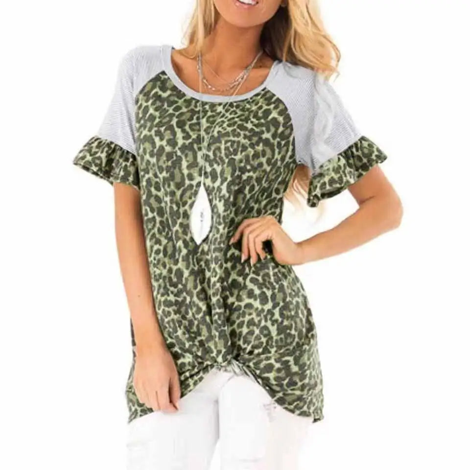 Trumpet Sleeve Leopard Top