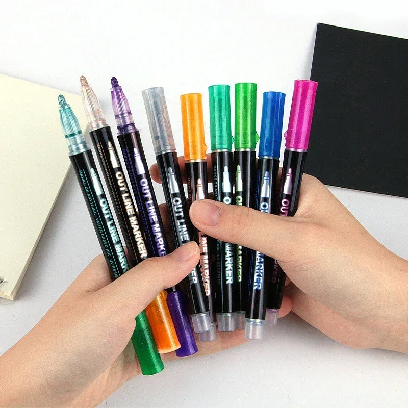 36 Color Double Line Outline Art Pen Marker Pen DIY Graffiti Outline Marker Pen Highlighter Scrapbook Diary Poster Card
