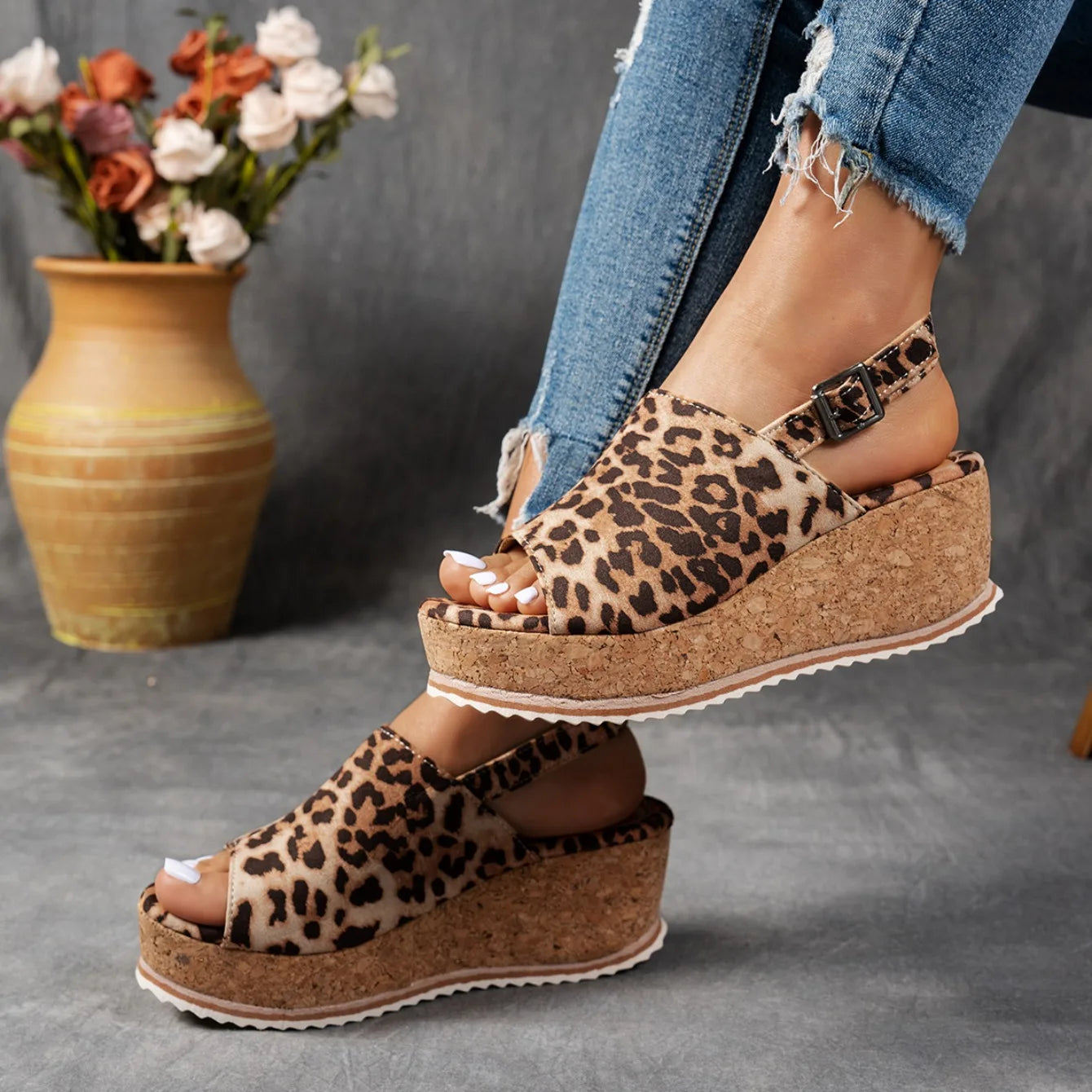 Wedge Peep-Toe Sandals
