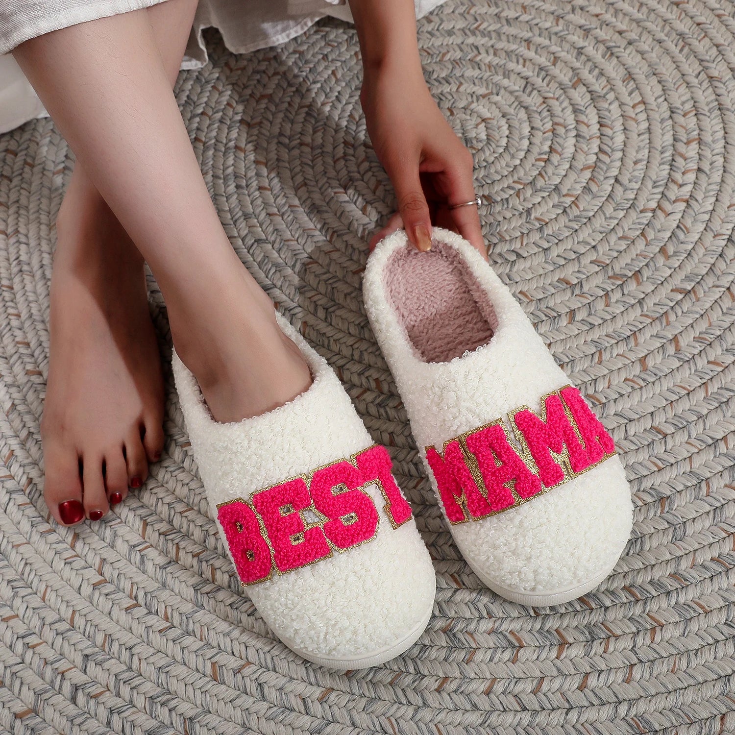 Best Mama Fuzzy House Slippers