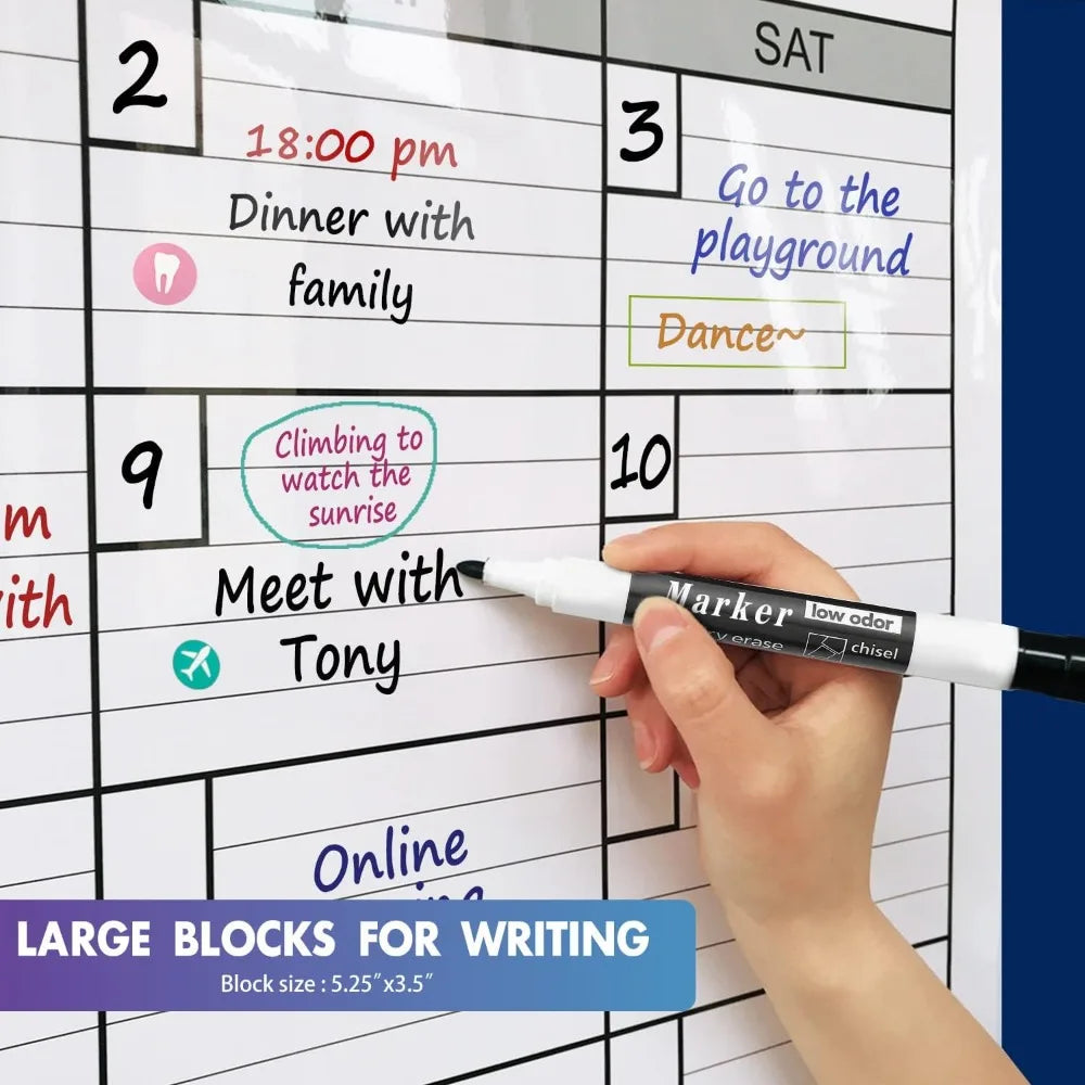 Rewritable Bimonthly Laminated Giant Wall Calendar Whiteboard (38 "× 47") 60-Day Family Schedule Planning Poster (Reusable)