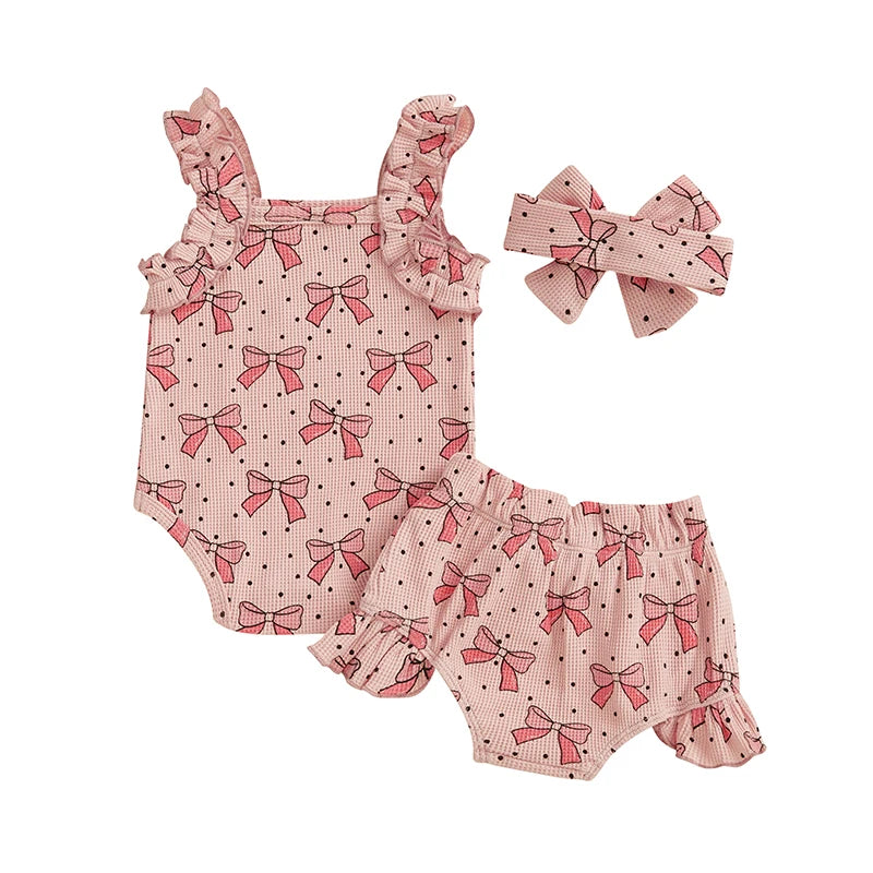 Bow Romper and Booties with Headband