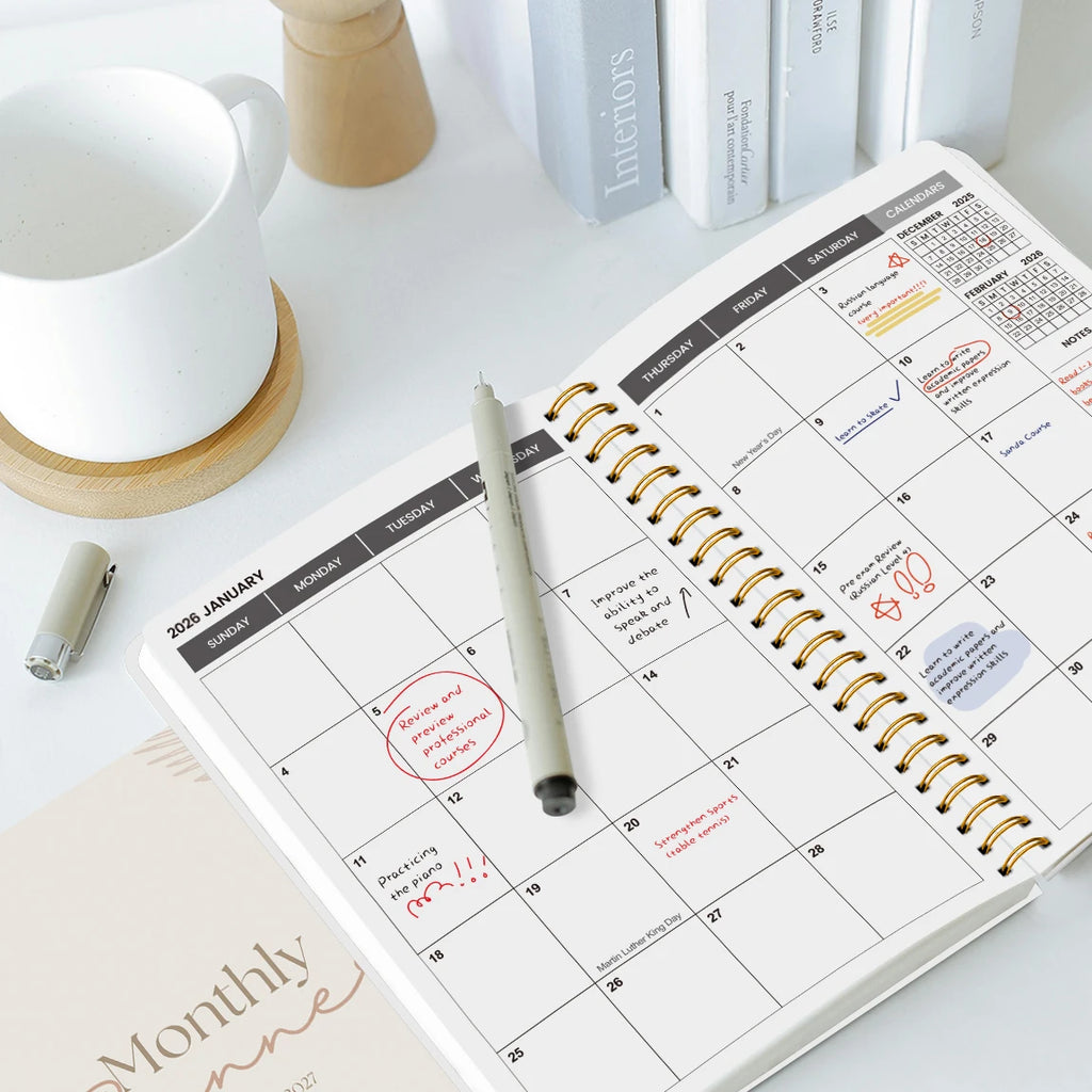Jan 2026 to Dec 2027 A5 Weekly & Monthly Planner