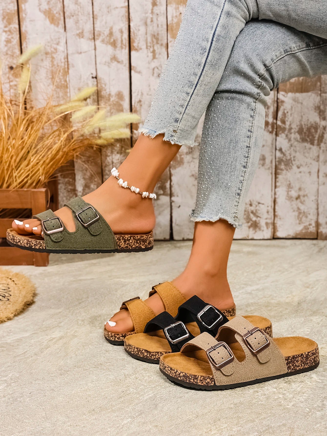 Soft Leather Sandals with Buckle