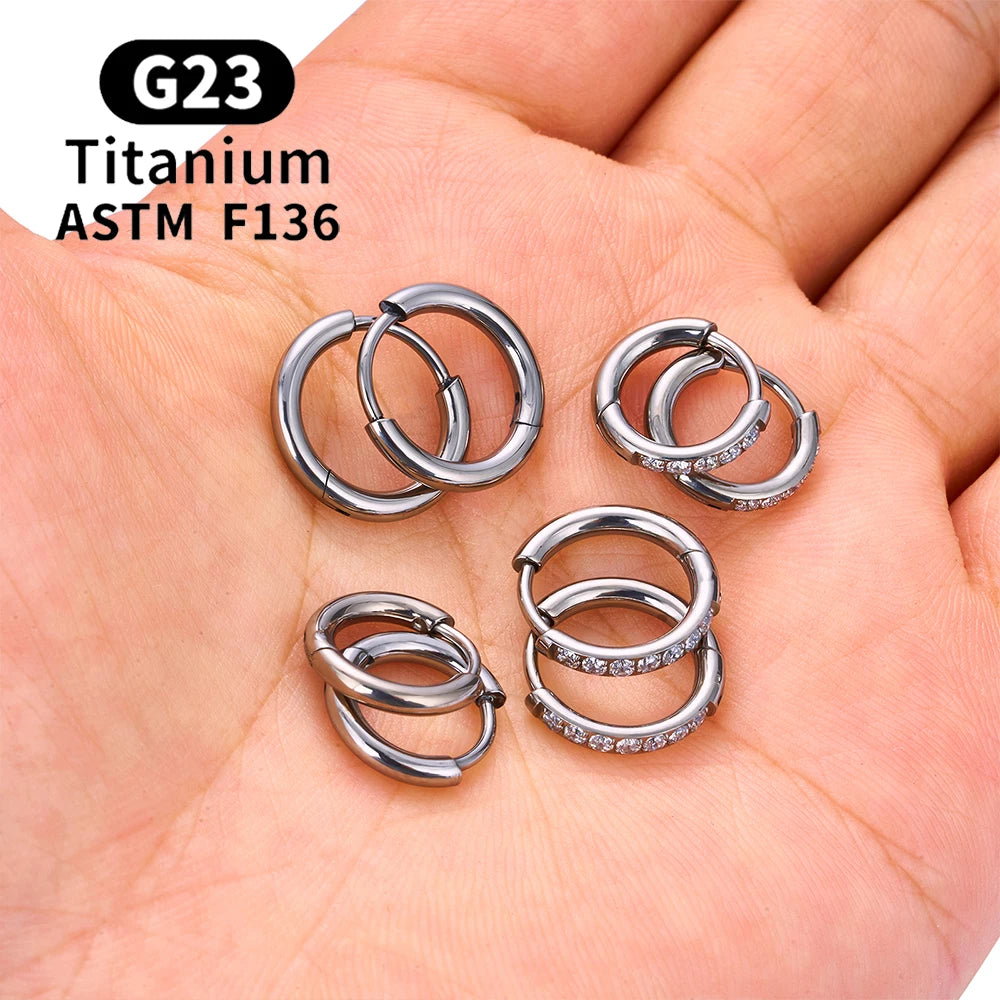 G23 Titanium Stud Earrings (with Cubic Zirconia Inlay)