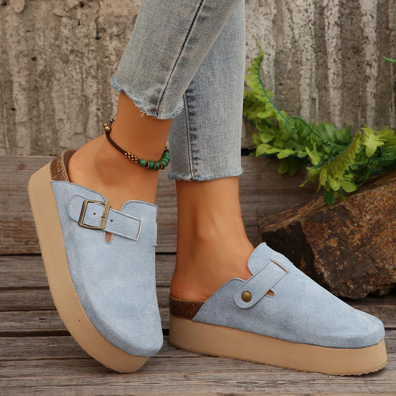 Platform Clogs with Buckle