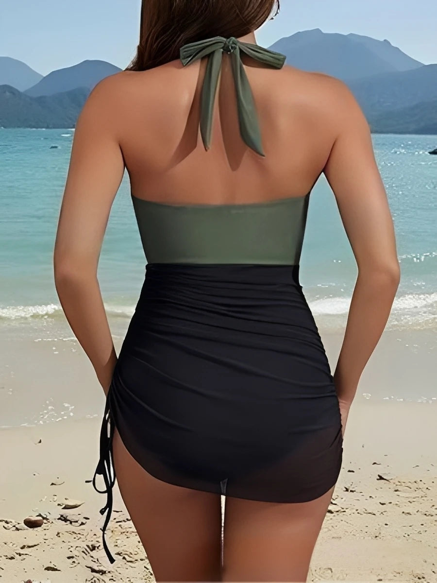 Halter One-Piece Swim Dress