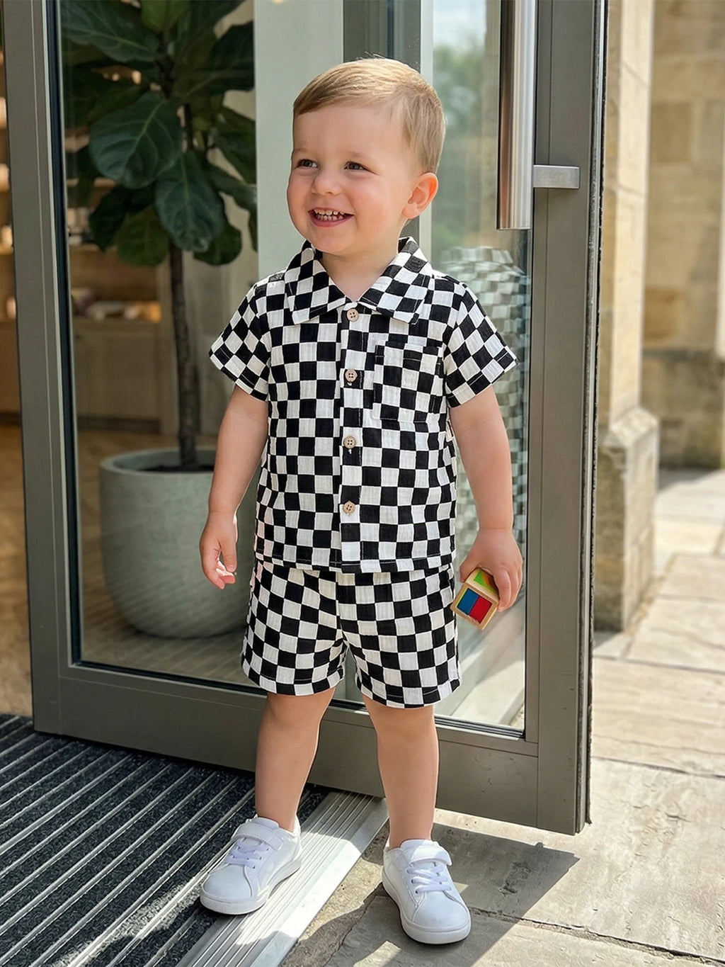 Checkered Collared Set