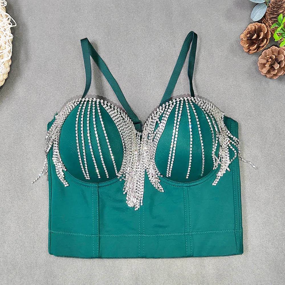 Rhinestone Tassel Bustier