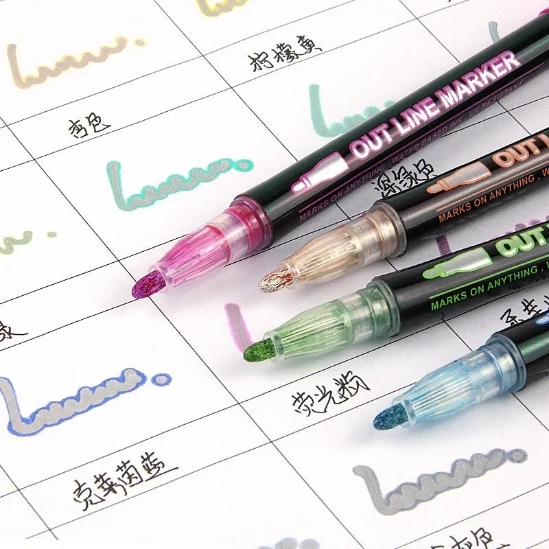 36 Color Double Line Outline Art Pen Marker Pen DIY Graffiti Outline Marker Pen Highlighter Scrapbook Diary Poster Card