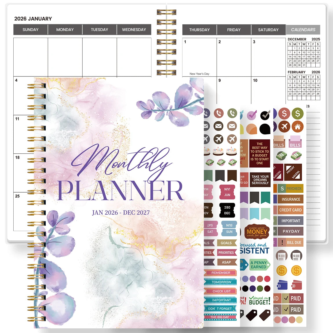 Jan 2026-Dec 2027 A5 Weekly & Monthly Planner