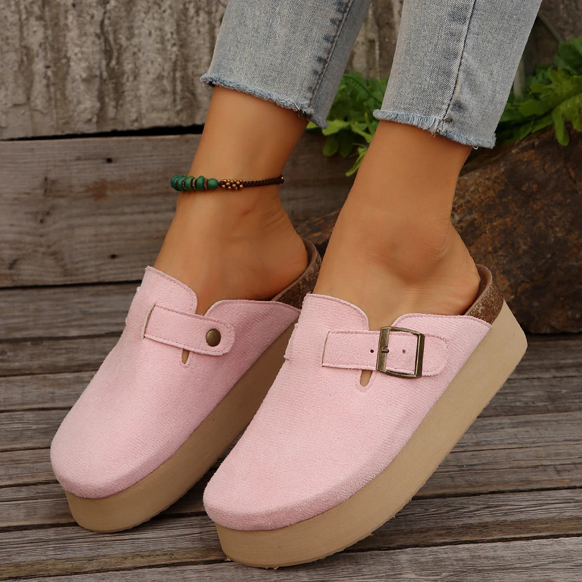 Platform Clogs with Buckle