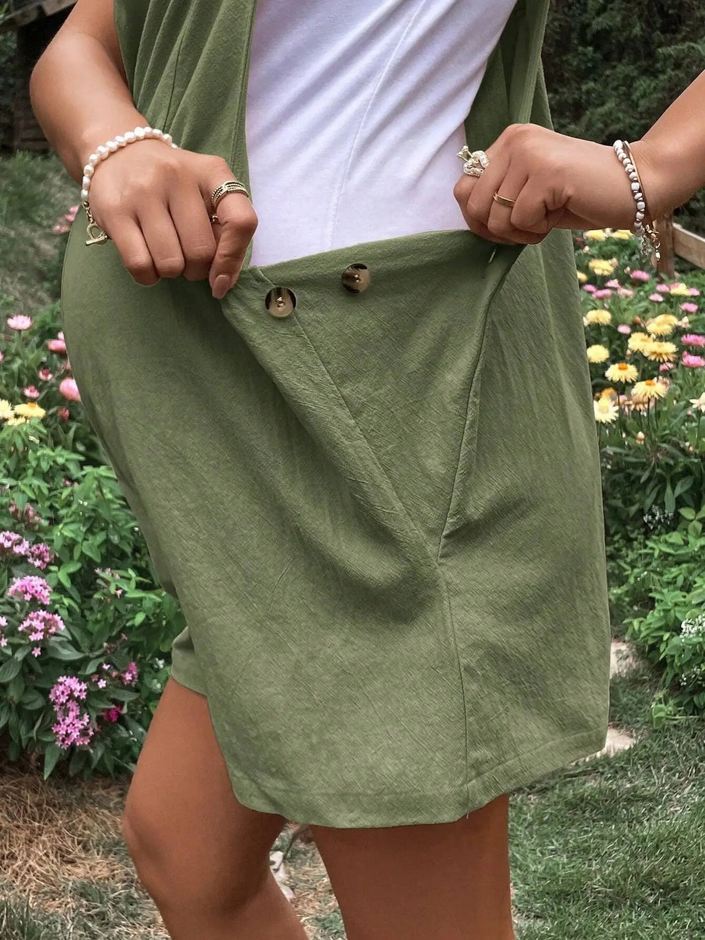 Adjustable Waist Overall Shorts