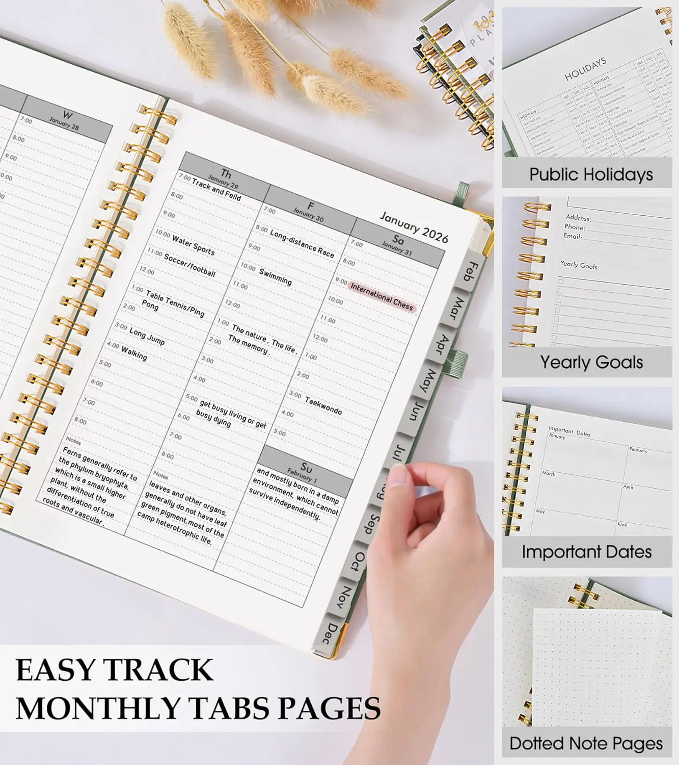 2026 Weekly & Monthly Planner, Hardcover Leather, 8.5x11 Inch