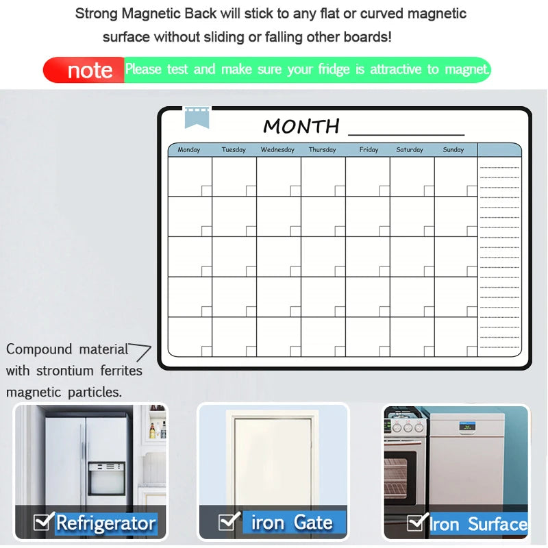 Magnetic Monthly Planner- With 8 Pens and 1 eraser