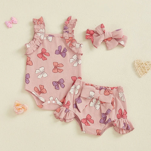 Bow Romper and Booties with Headband