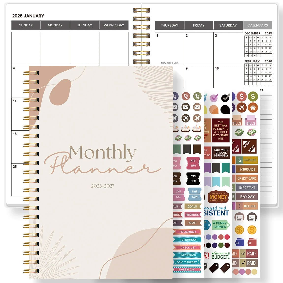 Jan 2026 to Dec 2027 A5 Weekly & Monthly Planner