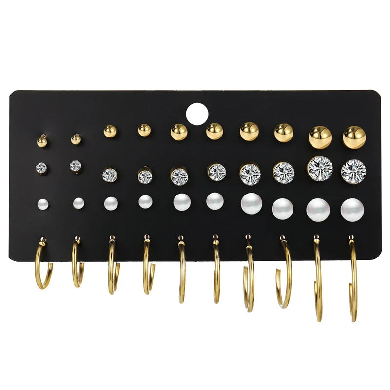 Gold Earrings Set(40Pcs)