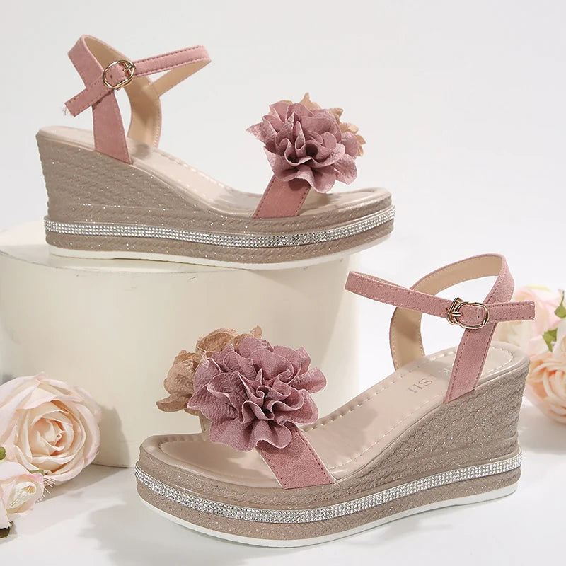 Flower Wedge Sandals