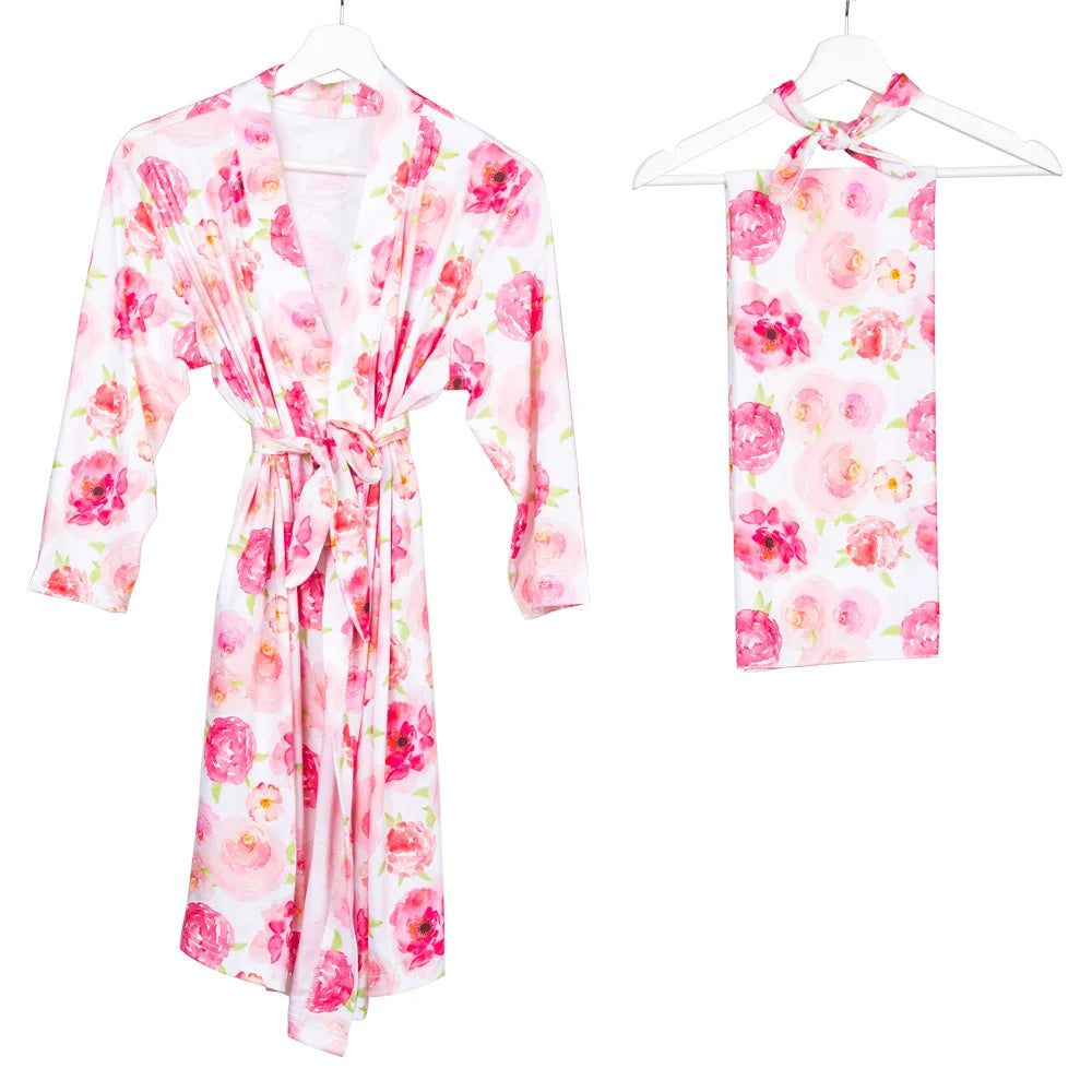 Maternity Robe & Matching Swaddle Set
