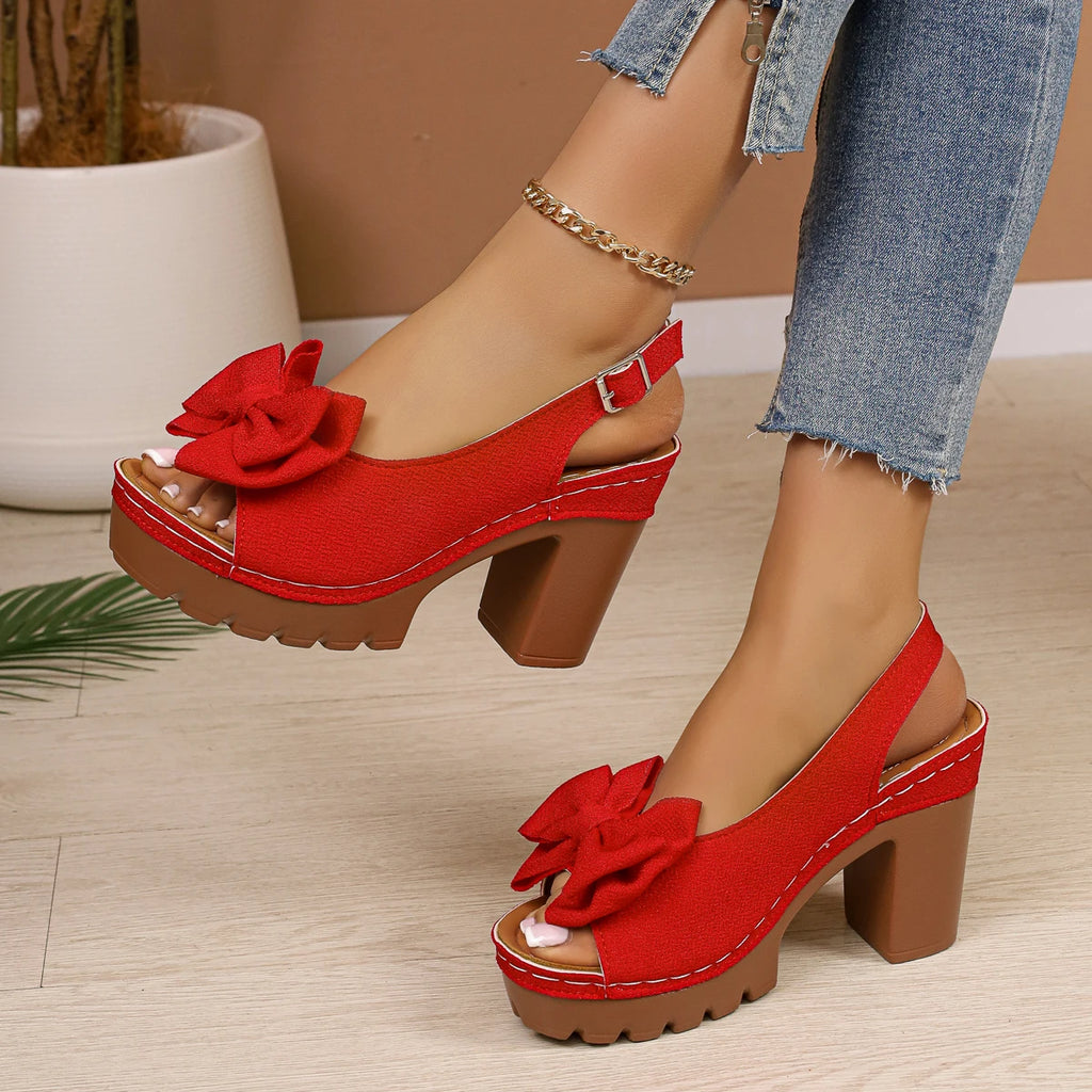 Leather Heels with Bow