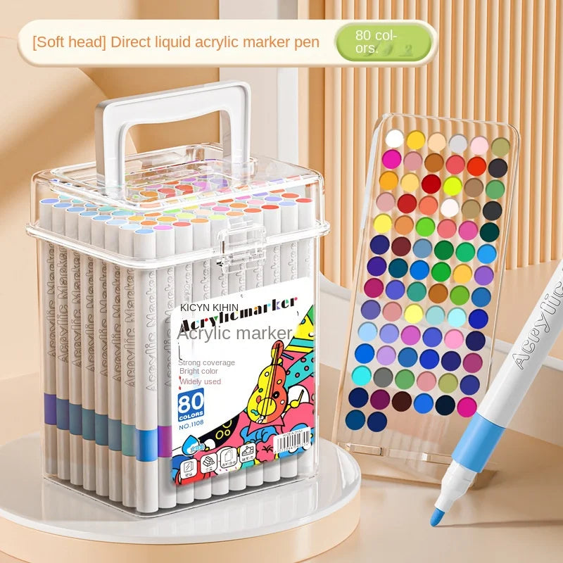 Markers Paper-friendly No Peeling Water-based 80/24 Colors Fine Tips Coloring Markers for Adult Coloring Books for Kids Adults