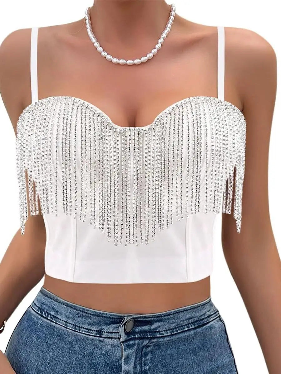 Rhinestone Tassel Bustier