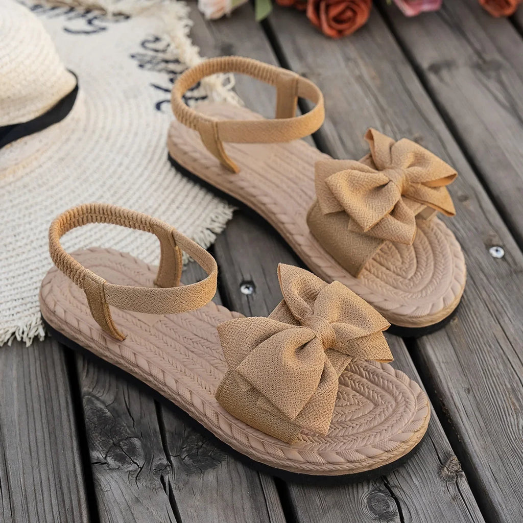 Peep-Toe Flats with Bow