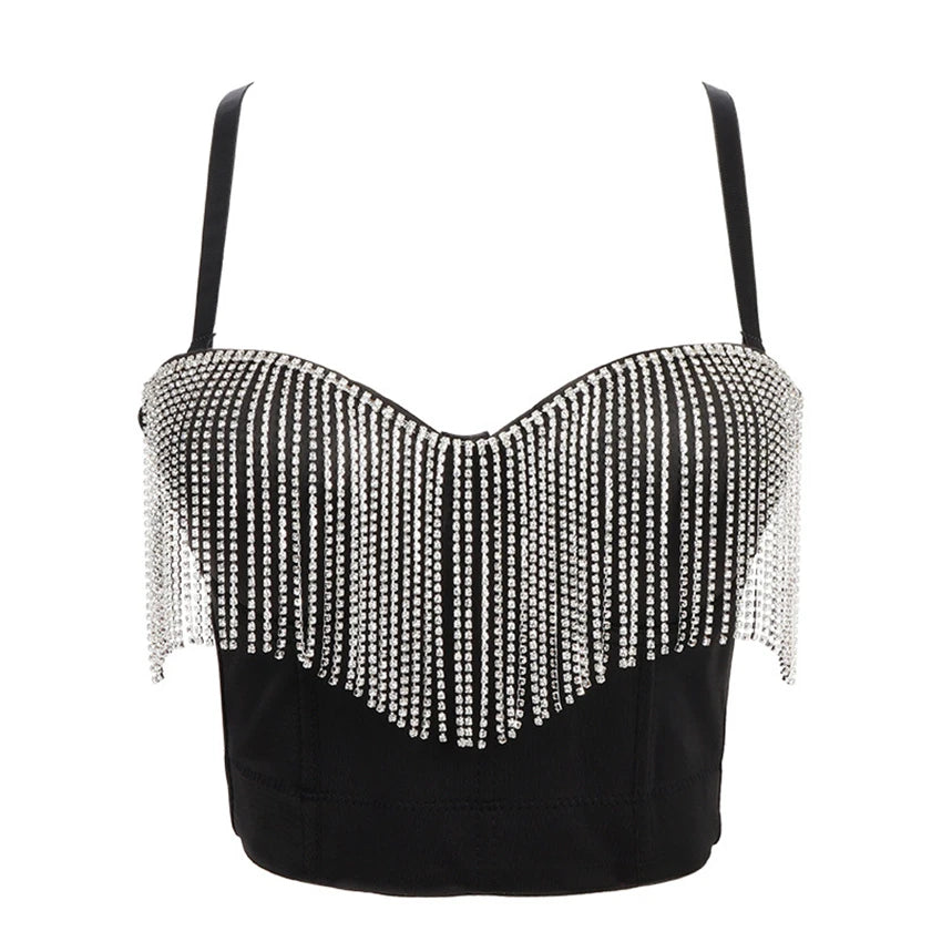 Rhinestone Tassel Bustier