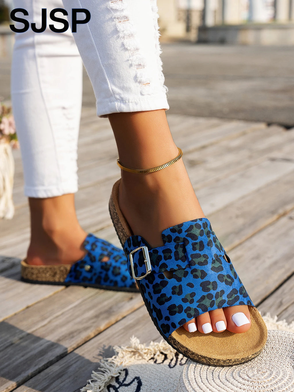 Leopard Open Toe Slides
