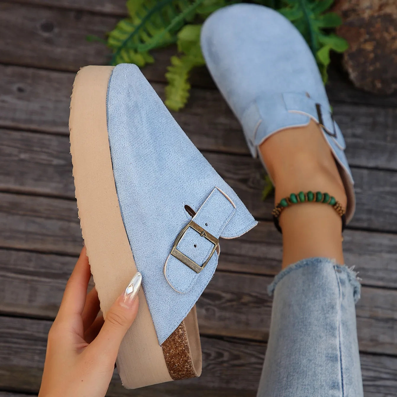 Platform Clogs with Buckle