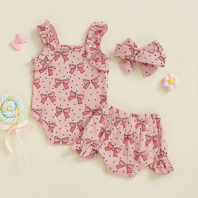 Bow Romper and Booties with Headband