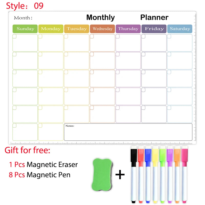 Magnetic Monthly Planner- With 8 Pens and 1 eraser